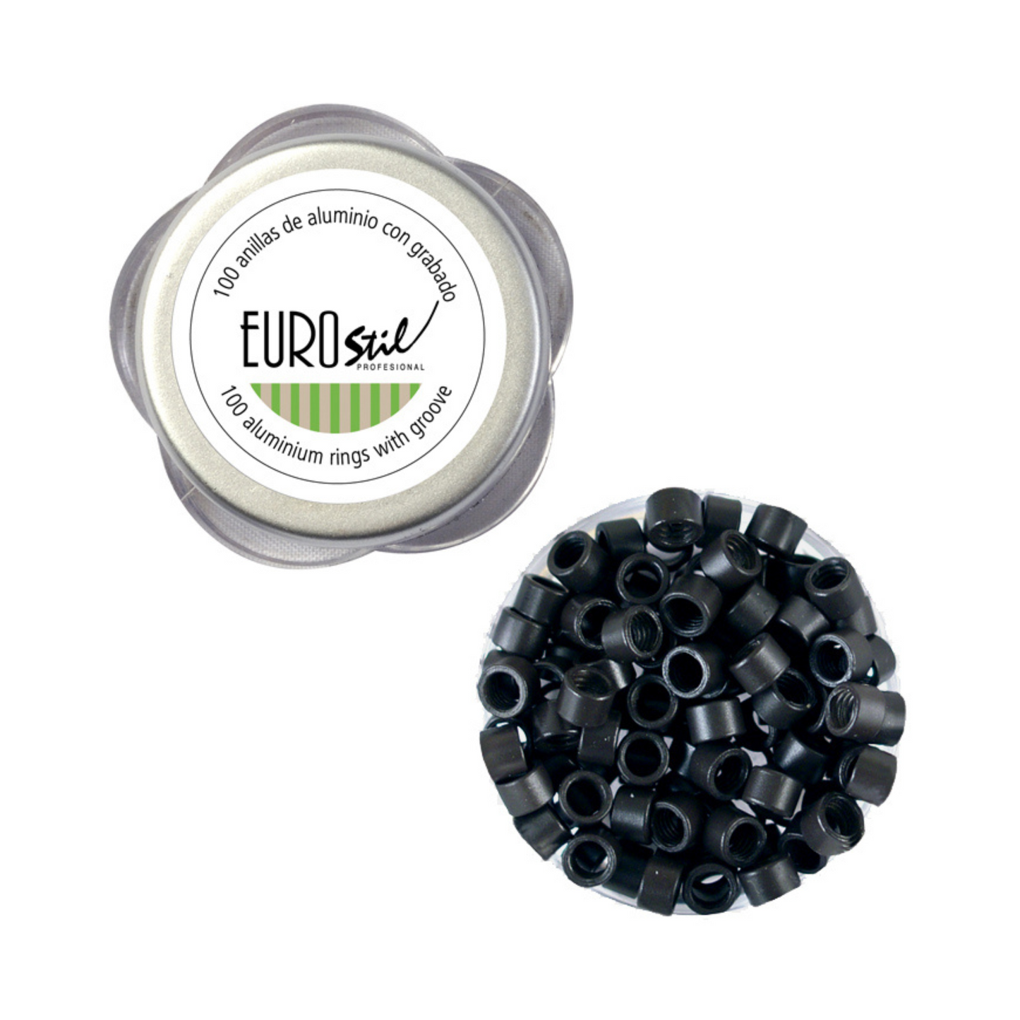 BOTE ANILLAS COLOR NEGRO 100 UNID EUROSTIL