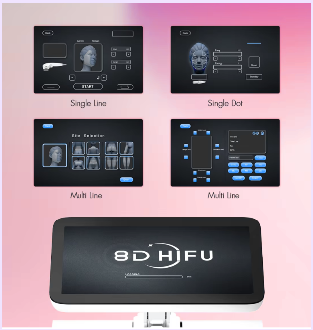 Maquina HIFU 8D para facial y corporal (3 tipos diferentes mangos de tratamientos)