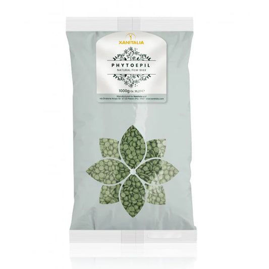 Cera depilatoria desechable sin bandas NATURAL FILM WAX PHYTO EPIL de cáñamo indio 1000 g Xanitalia